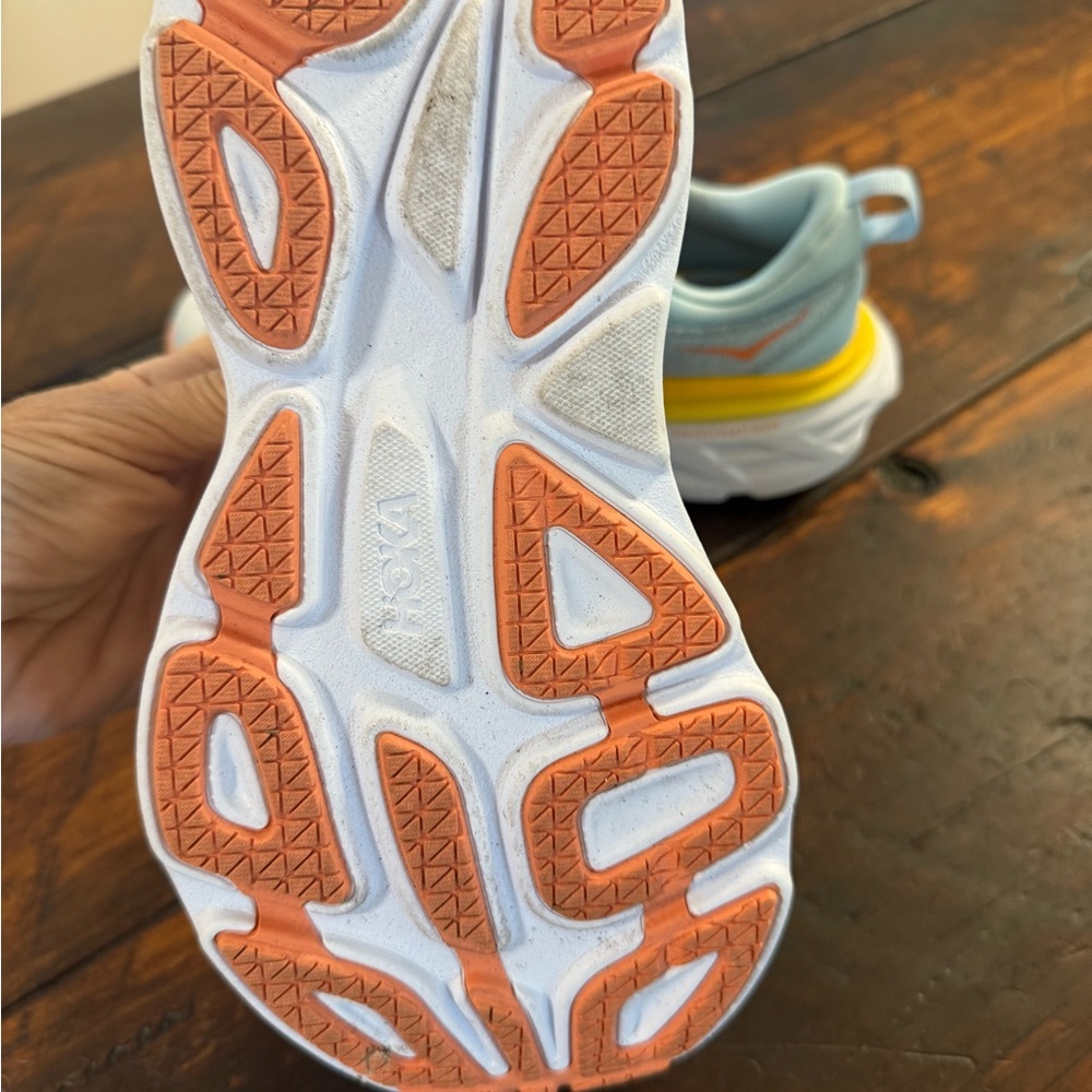 Hoka Blue and Yellow Athletic Shoes with Maximalist Cushioning - Picture 2 of 5